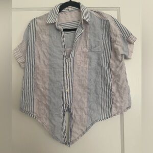 Madewell Striped Short-Sleeve Button-Down in Blue & Pink